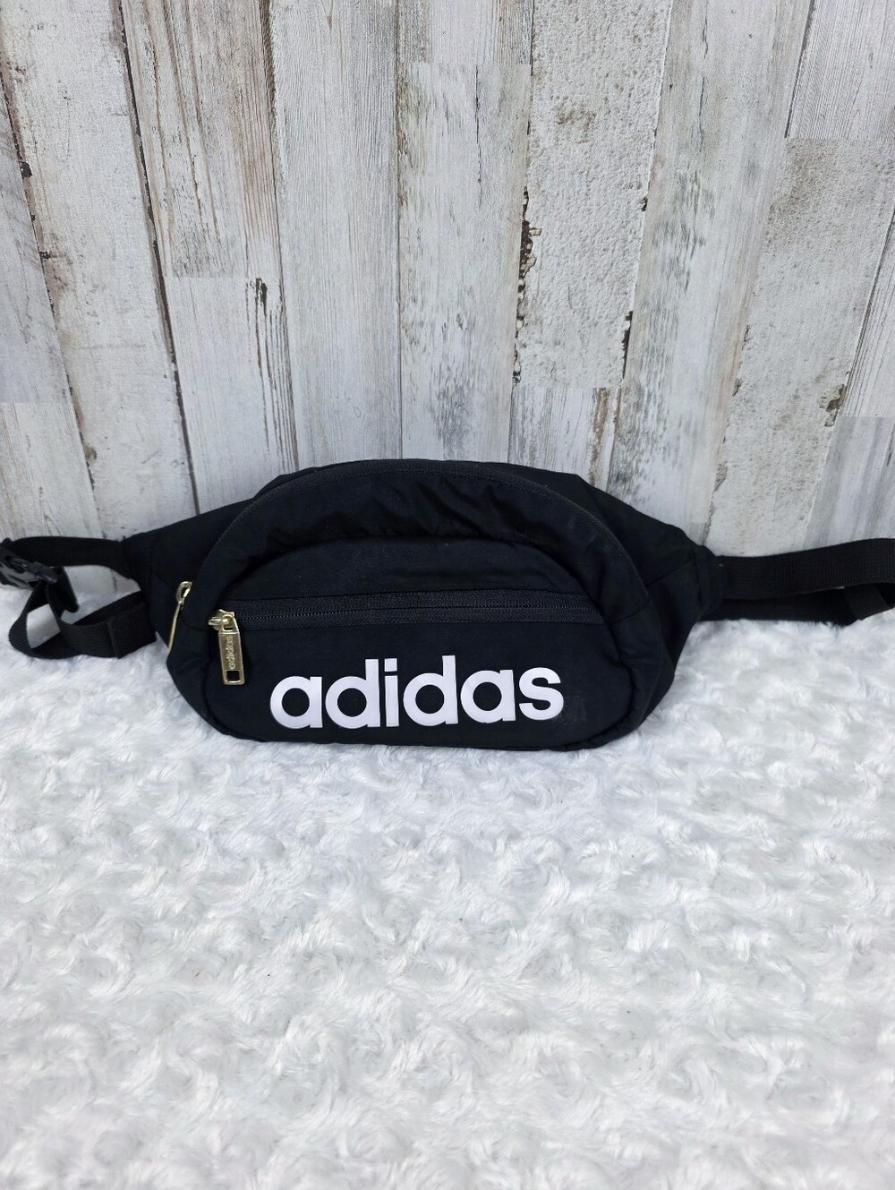 Adidas Black Core Waist Belt Bag with White Logo